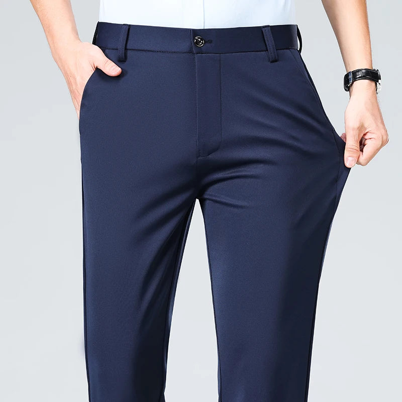 Pantalón de Traje Formal para Hombre – Slim Casual, Tejido Fino y Elegante