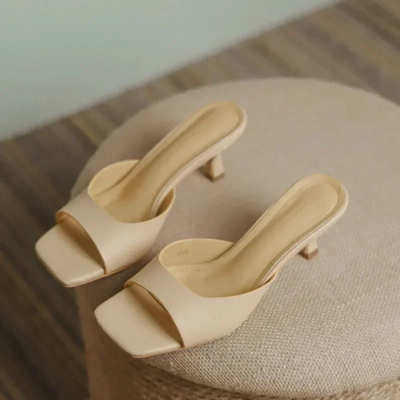 Sandalias de Tacón Fino para Mujer - Elegante Puntera Redonda y Estilo Francés