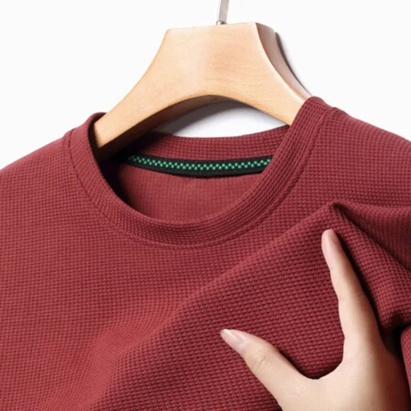Camiseta Waffle para Hombre Manga Corta Casual de Verano