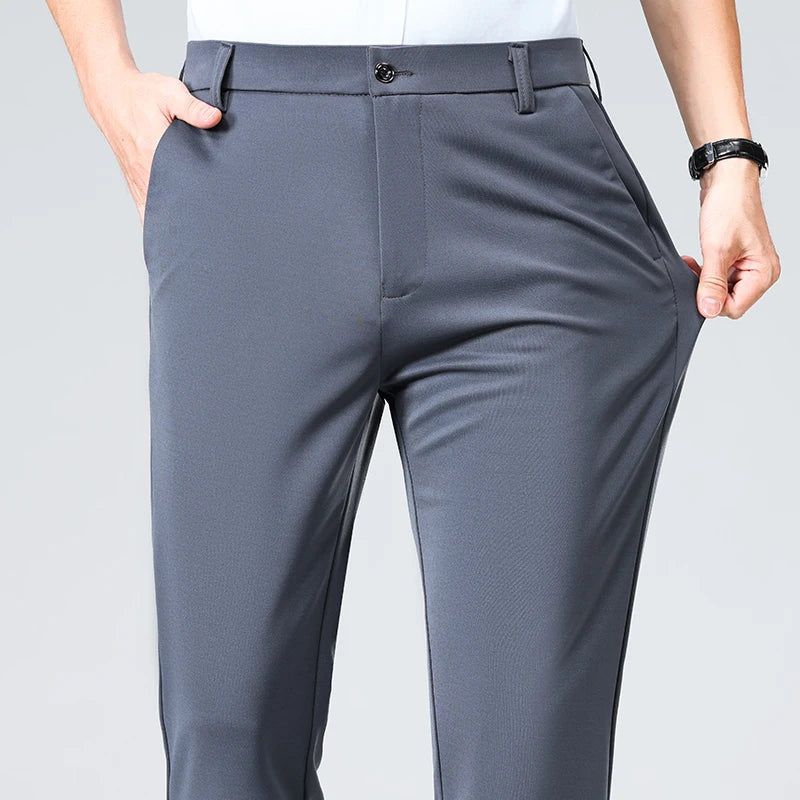 Pantalón de Traje Formal para Hombre – Slim Casual, Tejido Fino y Elegante