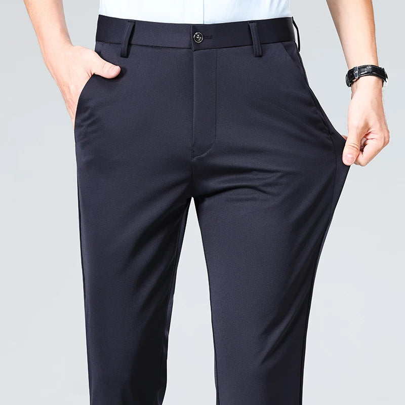 Pantalón de Traje Formal para Hombre – Slim Casual, Tejido Fino y Elegante