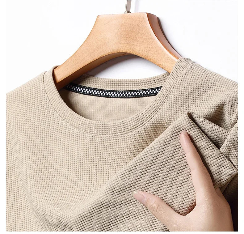 Camiseta Waffle para Hombre Manga Corta Casual de Verano