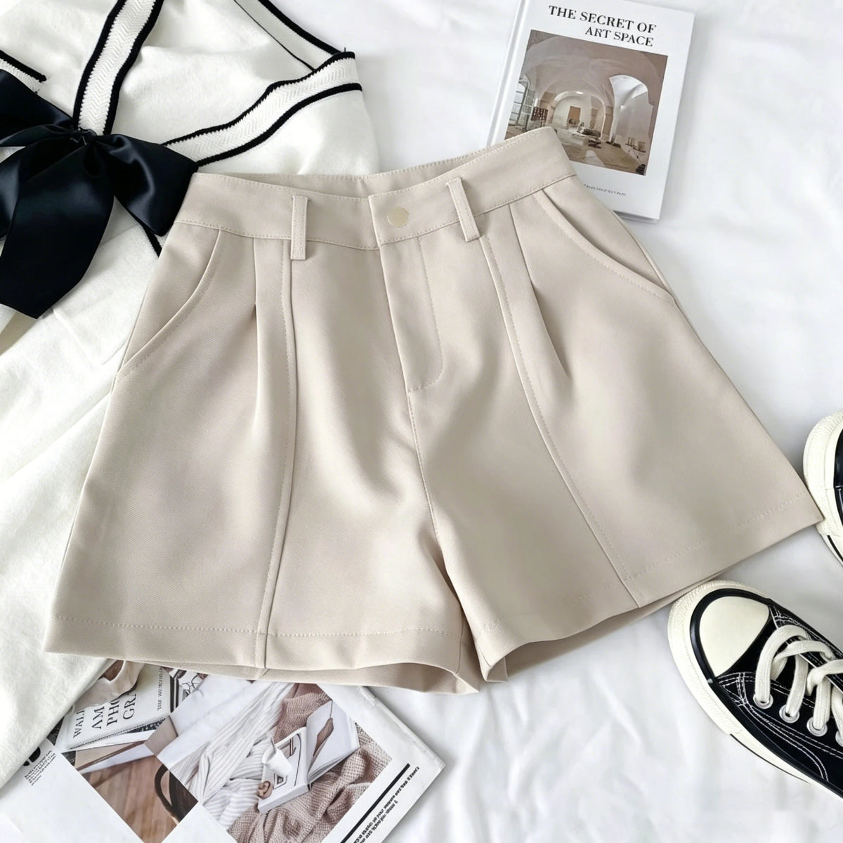 Shorts de Cintura Alta para Mujer – Estilo Casual Vintage