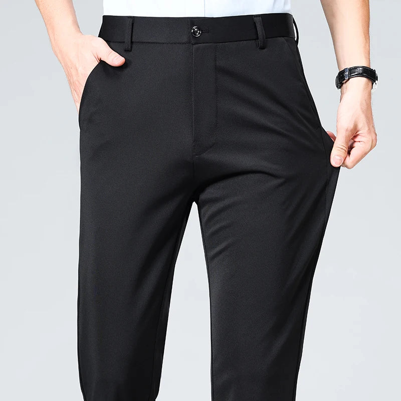 Pantalón de Traje Formal para Hombre – Slim Casual, Tejido Fino y Elegante