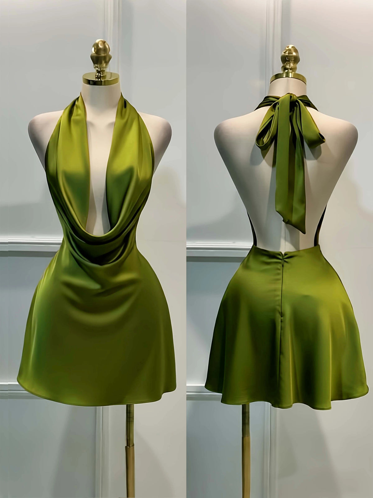 Vestido de Satén Elegante para Mujer - Escote Halter