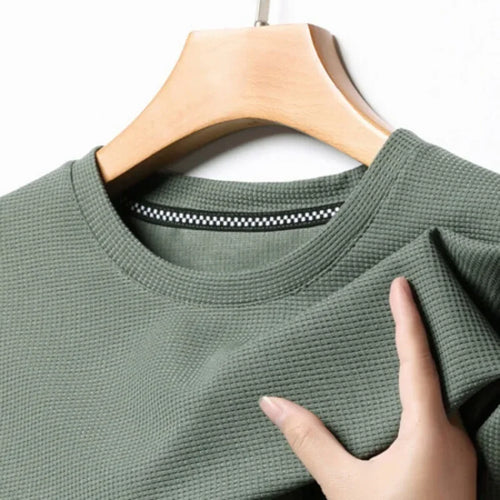 Camiseta Waffle para Hombre Manga Corta Casual de Verano