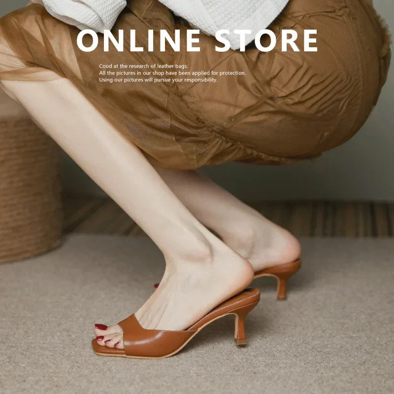 Sandalias de Tacón Fino para Mujer - Elegante Puntera Redonda y Estilo Francés