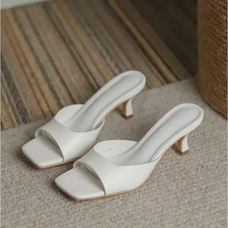Sandalias de Tacón Fino para Mujer - Elegante Puntera Redonda y Estilo Francés