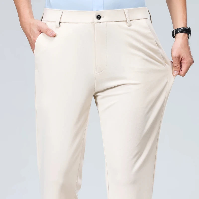Pantalón de Traje Formal para Hombre – Slim Casual, Tejido Fino y Elegante