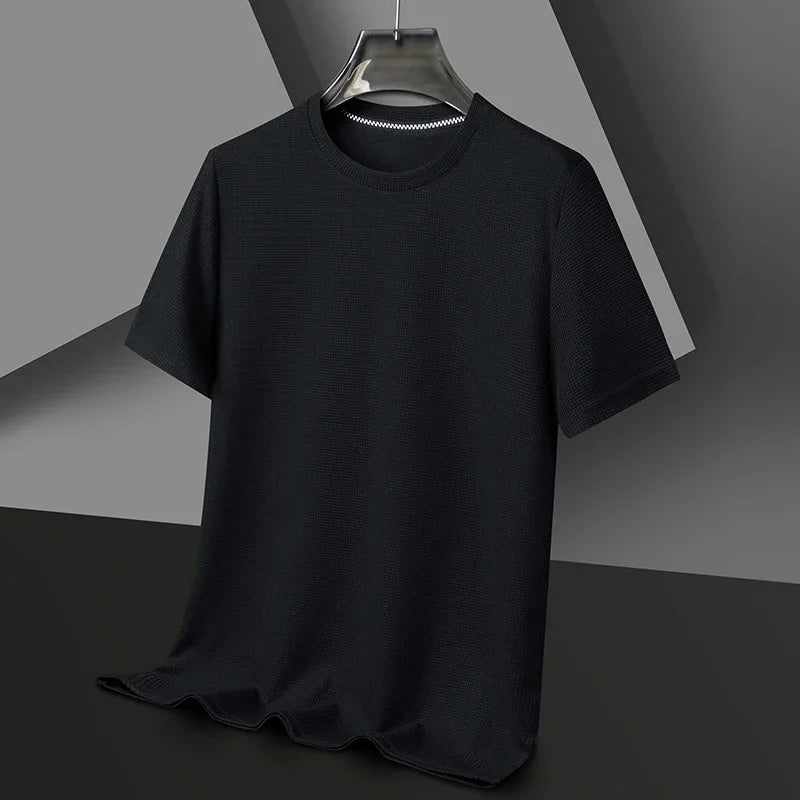Camiseta Waffle para Hombre Manga Corta Casual de Verano