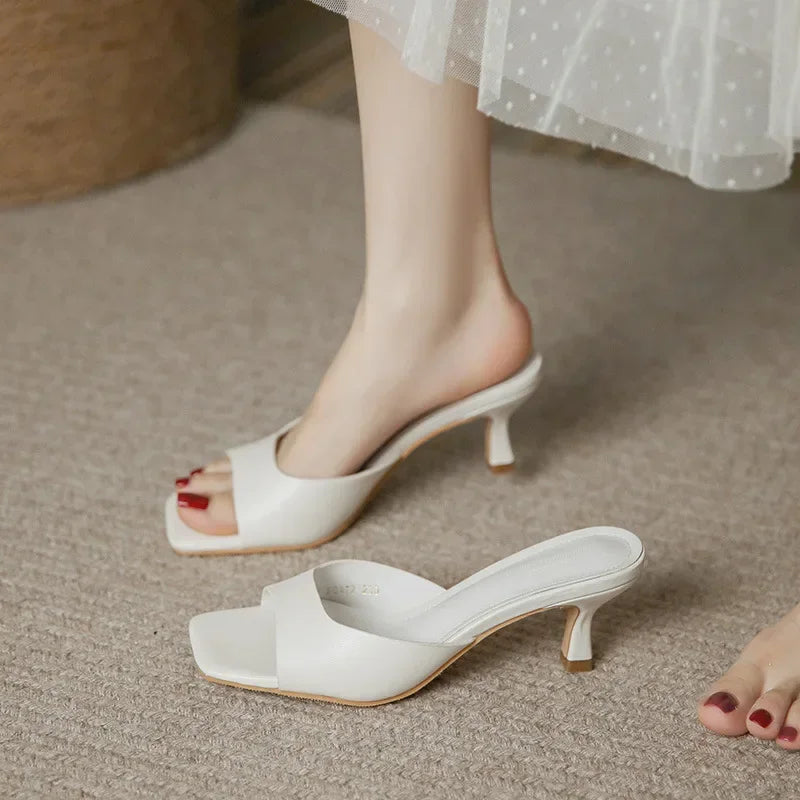 Sandalias de Tacón Fino para Mujer - Elegante Puntera Redonda y Estilo Francés