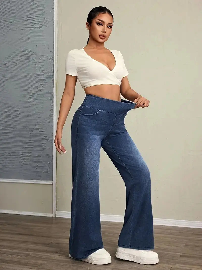Jeans de Cintura Alta para Mujer – Corte Recto y Holgado