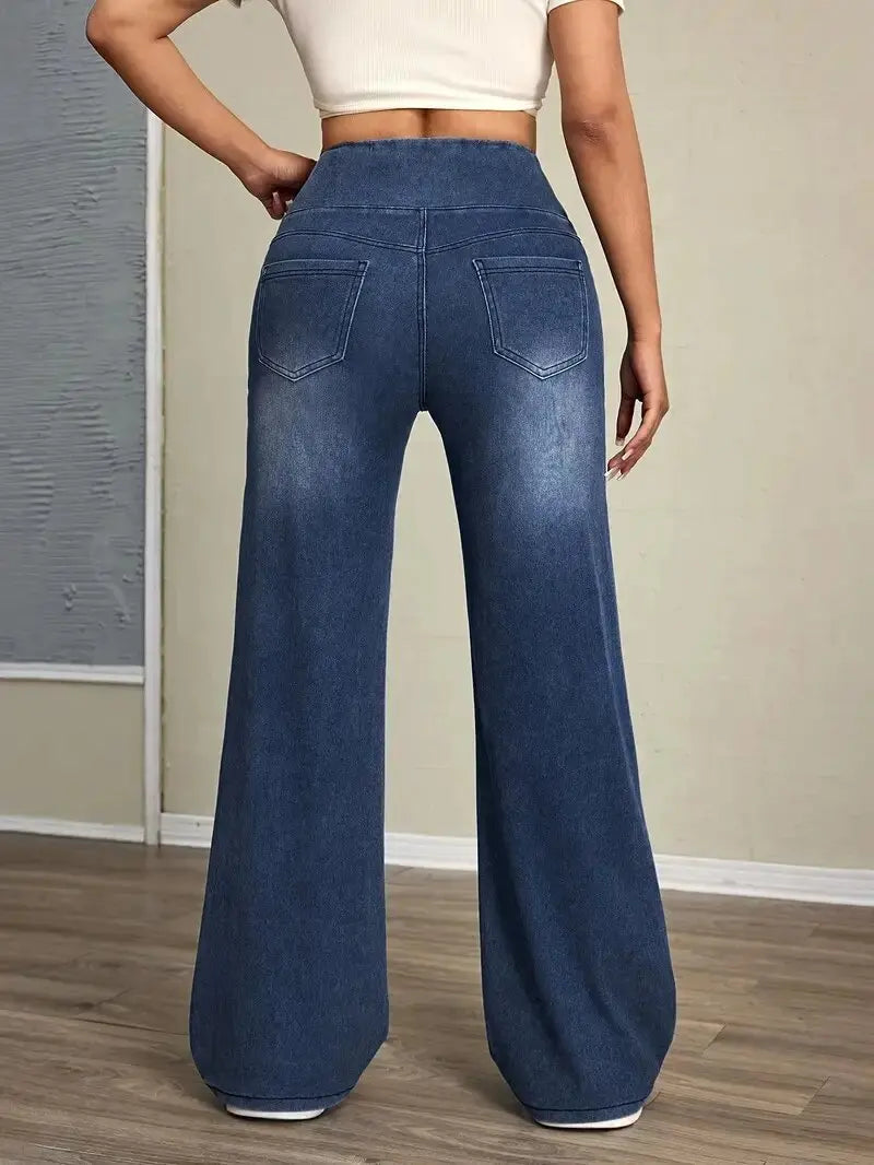 Jeans de Cintura Alta para Mujer – Corte Recto y Holgado