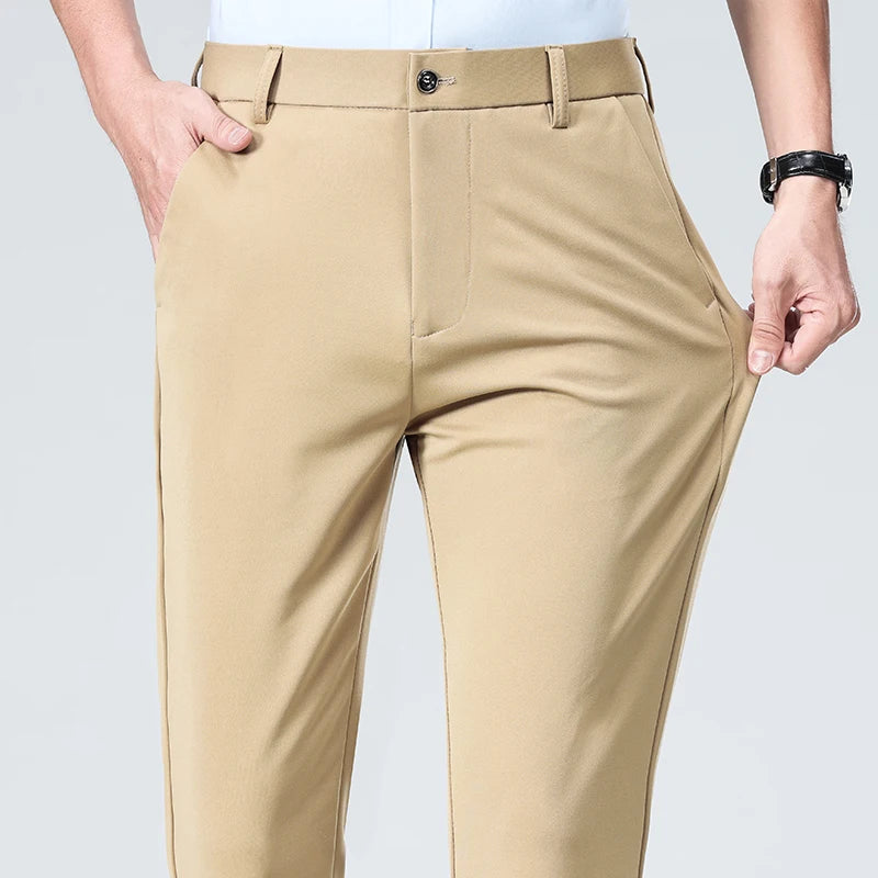 Pantalón de Traje Formal para Hombre – Slim Casual, Tejido Fino y Elegante